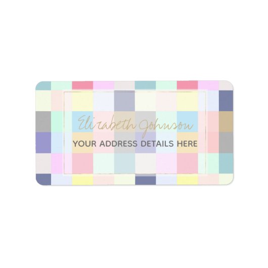 Modernes, farbenfrohes Schachbrett Adressaufkleber (Vorne)