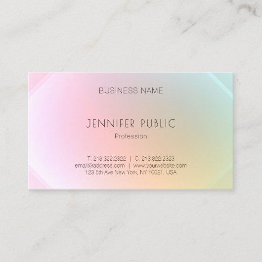 Modernes, farbenfrohes Template Elegant Beruflich Visitenkarte (Vorderseite)