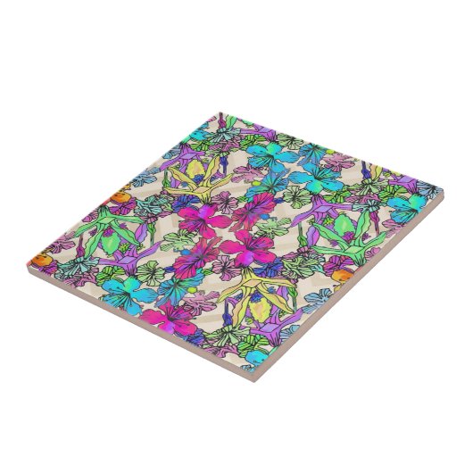 Modernes, farbenfrohes tropisches botanisches Must Fliese (Seite)