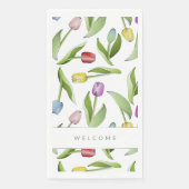 Modernes, farbenfrohes Tulip Muster Willkommen Serviette (Vorderseite)