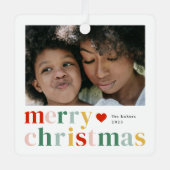 Modernes, farbenfrohes Weihnachtsfest - Foto Ornament Aus Metall (Vorderseite)