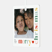 Modernes, farbenfrohes Weihnachtsfest - Foto Ornament Aus Metall (Vorderseite links)