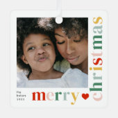 Modernes, farbenfrohes Weihnachtsfest - Foto Ornament Aus Metall (Vorderseite)