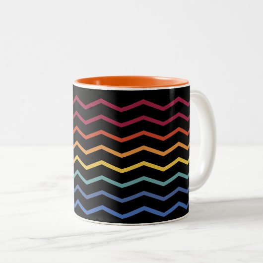 Modernes farbenfrohes Zigzag-Muster Zweifarbige Tasse (VorderseiteRechts)