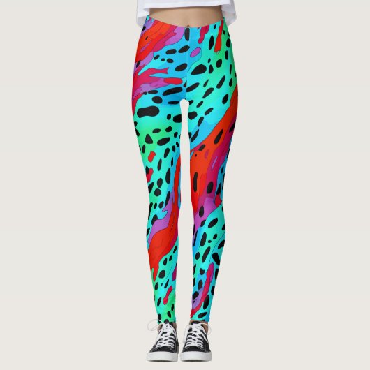 Modernes, farbenprächtiges Jungle Wild Animal Prin Leggings (Vorderseite)