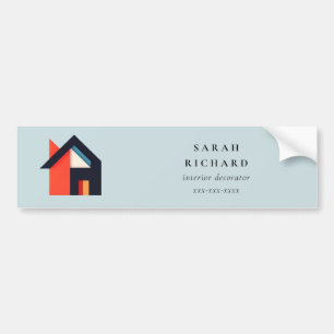 Modernes Farbhaus-Logo Realtor Blau Rot Orange Autoaufkleber