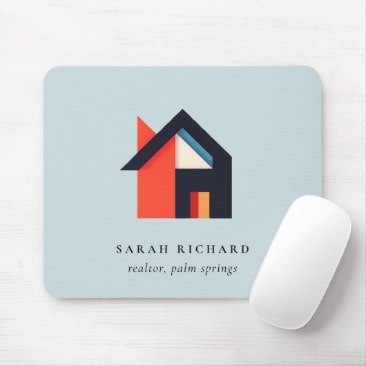 Modernes Farbhaus-Logo Realtor Blau Rot Orange Mousepad (Mit Mouse)