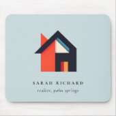 Modernes Farbhaus-Logo Realtor Blau Rot Orange Mousepad (Vorne)