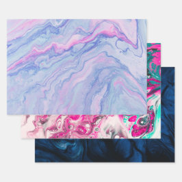 Modernes, farbiges Abstraktes Muster aus Marmor Geschenkpapier Set