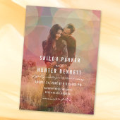 Modernes, farbiges Bokeh-Overlay-Foto Hochzeit Einladung