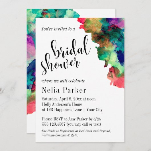 Modernes, farbiges Brautparty 1 Einladung (Vorne/Hinten)