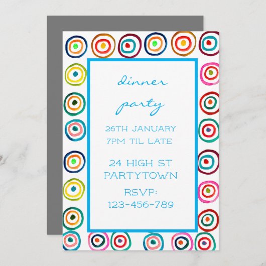 Modernes, farbiges Design-Party Einladung (Vorne/Hinten)