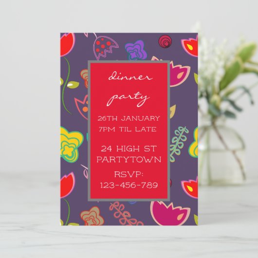 Modernes, farbiges Design-Party Einladung (Stehend Vorderseite)