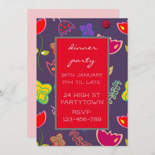 Modernes, farbiges Design-Party Einladung (Vorne/Hinten)