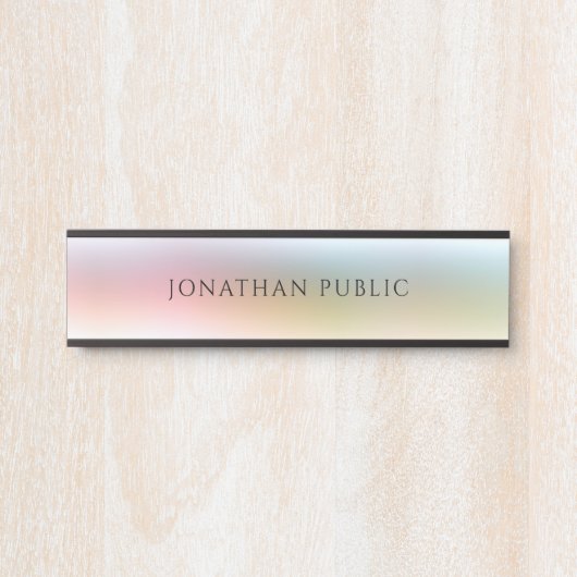 Modernes, farbiges, gelbgrün blaues Lila Türschild (Vorderseite )