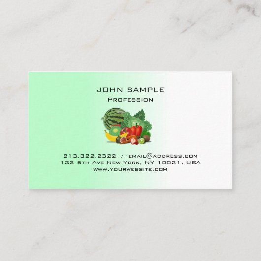 Modernes, farbiges Gemüse Obst Ernährung Visitenkarte (Rückseite)