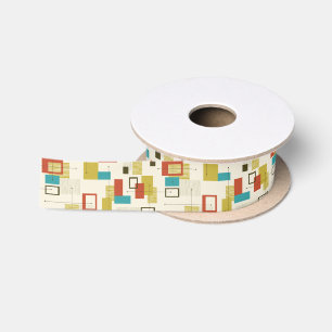 Modernes, farbiges geometrisches Muster des Mittel Satinband