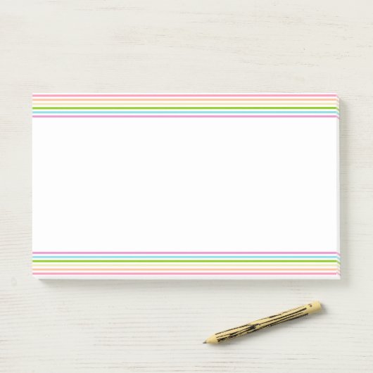 Modernes, farbiges gestreiftes, trendiges Template Post-it Klebezettel (Auf Schreibtisch)