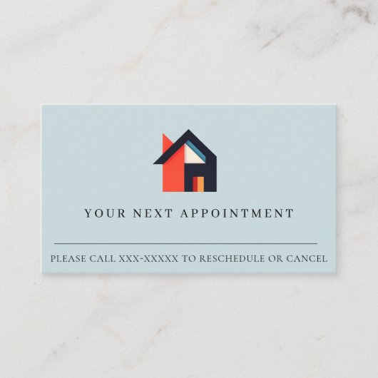 Modernes farbiges Haus Blue Red Orange Ernennung Visitenkarte (Vorderseite)