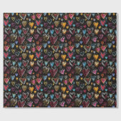 Modernes, farbiges Herzmuster Geschenkpapier (Flach)