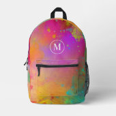 Modernes farbiges Lackfarbenmonomgramm Bedruckter Rucksack (Vorderseite)