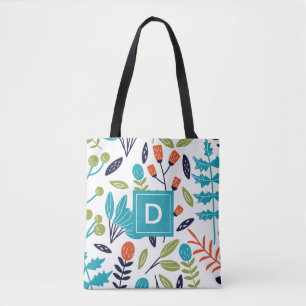 Modernes farbiges Monogramm für das Muster Floral Tasche