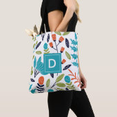 Modernes farbiges Monogramm für das Muster Floral  Tasche (Von Nahem)