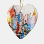 Modernes, farbiges NYC-Herz Keramik Ornament (Links)