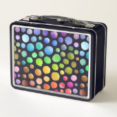 Modernes, farbiges Pinselpolka Dot School Pattern Metall Brotdose (Rückseite)