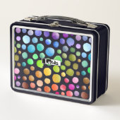 Modernes, farbiges Pinselpolka Dot School Pattern Metall Brotdose (Vorderseite)