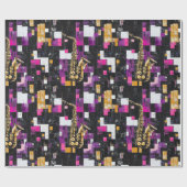 Modernes, farbiges Saxophon-Muster Geschenkpapier (Flach)