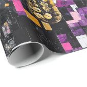 Modernes, farbiges Saxophon-Muster Geschenkpapier (Rolleneckpunkt)