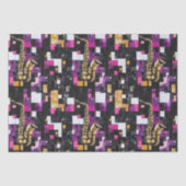 Modernes, farbiges Saxophon-Muster Seidenpapier (Vorderseite)