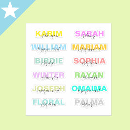 Modernes, farbiges Script mit vollen Namen, beste Aufkleber