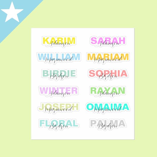 Modernes, farbiges Script mit vollen Namen, beste Aufkleber