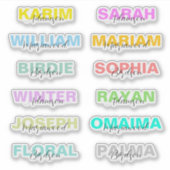 Modernes, farbiges Script mit vollen Namen, beste Aufkleber (Vorderseite)