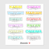 Modernes, farbiges Script mit vollen Namen, beste Aufkleber (Blatt)