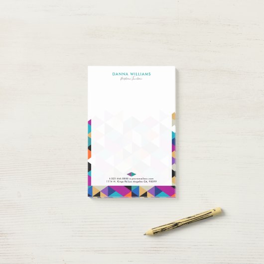 Modernes, farbiges Triangle geometrisches Muster Post-it Klebezettel (Auf Schreibtisch)