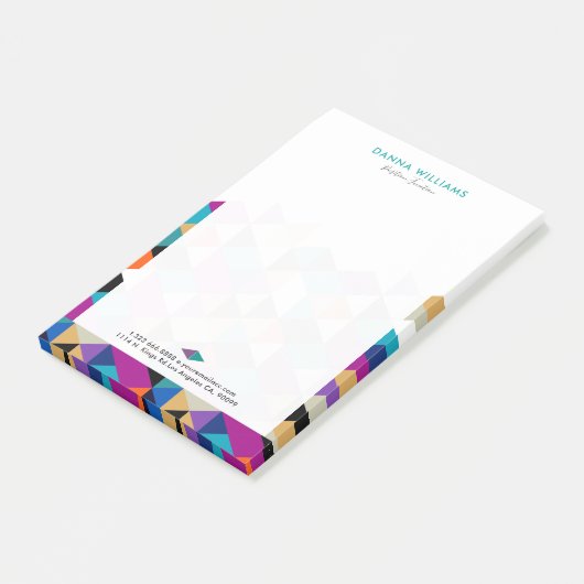 Modernes, farbiges Triangle geometrisches Muster Post-it Klebezettel (angewinkelt)