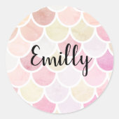 Modernes, farbiges Wasserfarbenmuster - Meerjungfr Runder Aufkleber (Vorderseite)