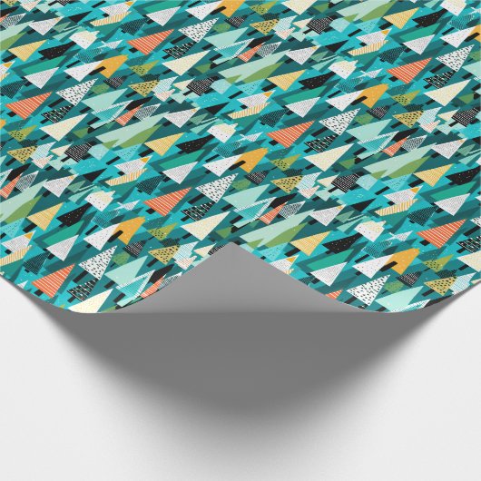 Modernes, farbiges Weihnachtsbaummuster Geschenkpapier (Ecke)