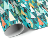 Modernes, farbiges Weihnachtsbaummuster Geschenkpapier (Rolleneckpunkt)