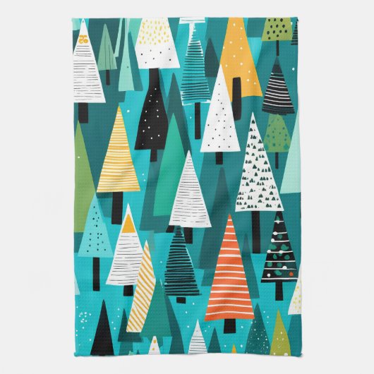 Modernes, farbiges Weihnachtsbaummuster Geschirrtuch (Vertikal)