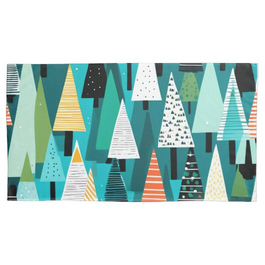 Modernes, farbiges Weihnachtsbaummuster Kissenbezug (Vorderseite)