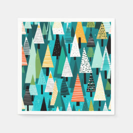 Modernes, farbiges Weihnachtsbaummuster Serviette