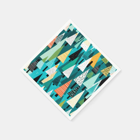 Modernes, farbiges Weihnachtsbaummuster Serviette (Ecke)