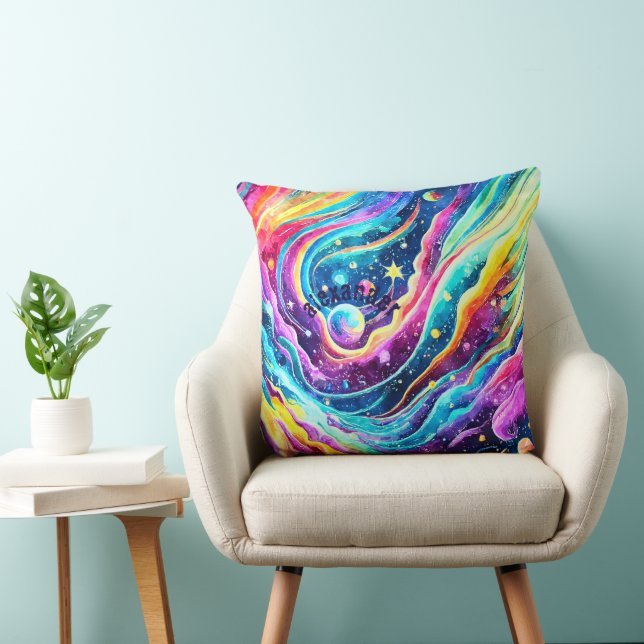 MODERNES FARBLICHES OUTER SPACE ART DESIGN KISSEN (Stuhl )