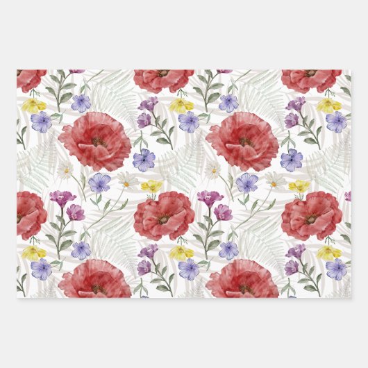 Modernes Farbmuster für die Wildblume Geschenkpapier Set (Vorderseite)