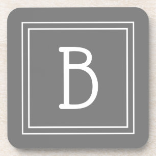Modernes Farmhaus-monogramm Grau & Weiß Initial Getränkeuntersetzer