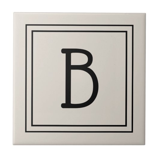 Modernes Farmhaus-Monogramm in Beige und Schwarz Fliese (Vorderseite)